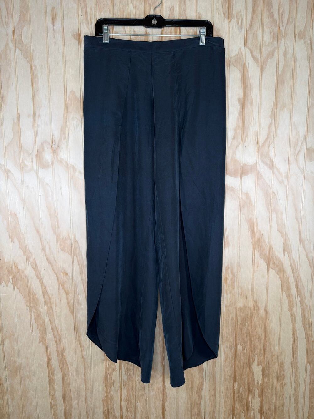 Drew Pants Large Elastic Back Waist Split Front L Wide Leg Asymmetrical Hem
